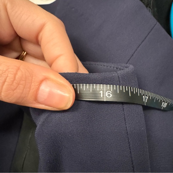 Rebecca Taylor Navy Pleated Skirt Leather Trim - Picture 7 of 7